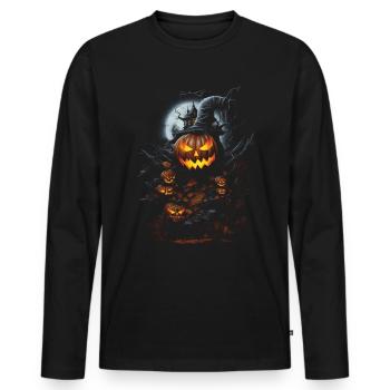 Halloween Creepy Artwork Horreur - T-shirt manches longues Premium bio Homme - noir - Devant - Nico (187cm)