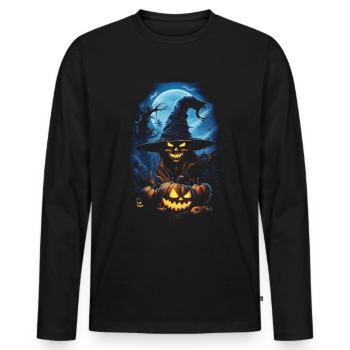 Halloween Creepy Artwork Horreur - T-shirt manches longues Premium bio Homme - noir - Devant - Nico (187cm)