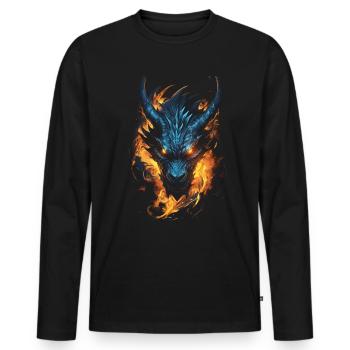 Dragon, Fire, Mystical, Dragon - Men's Premium Organic Long Sleeve Shirt - black - Front - Nico (187cm)