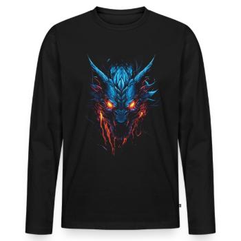 Dragon, Fire, Mystical, Dragon - Men's Premium Organic Long Sleeve Shirt - black - Front - Nico (187cm)