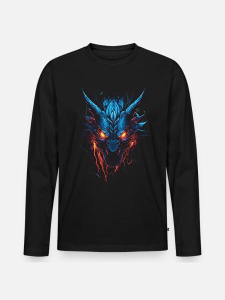 Dragon, Fire, Mystical, Dragon - Men's Premium Organic Long Sleeve Shirt - black