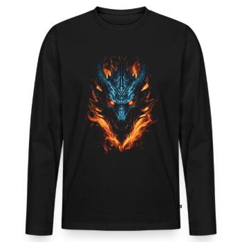 Dragon, Fire, Mystical, Dragon - Men's Premium Organic Long Sleeve Shirt - black - Front - Nico (187cm)
