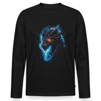 Dragon, Fire, Mystical, Dragon - Men's Premium Organic Long Sleeve Shirt - black - Front - Nico (187cm)