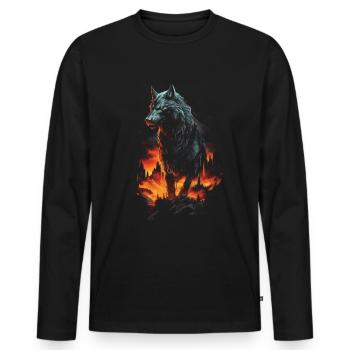Loup Loups Moyen Âge Dark Wilderness Nordique - T-shirt manches longues Premium bio Homme - noir - Devant - Nico (187cm)