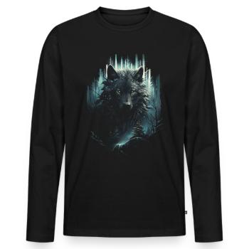 Werewolf Wolf Mythology Role Playing Animal - Men's Premium Organic Long Sleeve Shirt - black - Front - Nico (187cm)