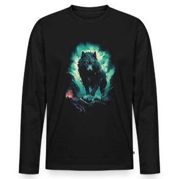 Werewolf Wolf Mythology Role Playing Animal - Men's Premium Organic Long Sleeve Shirt - black - Front - Nico (187cm)