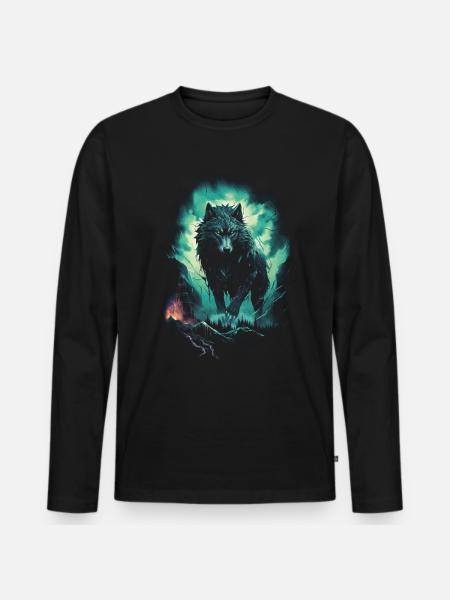 Werwolf Wolf Mythologie Rollenspiele Tier - Männer Premium Bio Langarmshirt - Schwarz