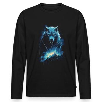 loup-garou loup loup mythologie jeu de rôle animal - T-shirt manches longues Premium bio Homme - noir - Devant - Nico (187cm)