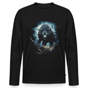 Loup Loups Moyen Âge Dark Wilderness Nordique - T-shirt manches longues Premium bio Homme - noir - Devant - Nico (187cm)