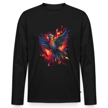 Kolibri Kunstwerk Bunt Vogelliebhaber - Männer Premium Bio Langarmshirt - Schwarz - Vorne - Nico (187cm)