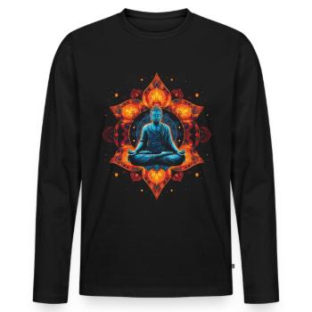 Mandala Chakra Méditation Bouddhisme - T-shirt manches longues Premium bio Homme - noir - Devant - Nico (187cm)