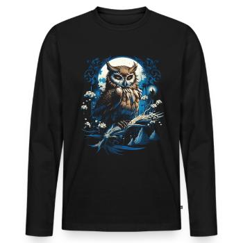 Eule Fantasie Japanisch Mythologie Magisch - Männer Premium Bio Langarmshirt - Schwarz - Vorne - Nico (187cm)