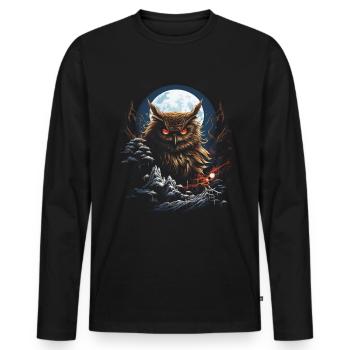Eule Fantasie Japanisch Mythologie Magisch - Männer Premium Bio Langarmshirt - Schwarz - Vorne - Nico (187cm)
