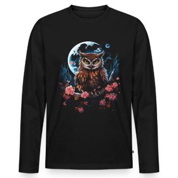 Eule Fantasie Japanisch Mythologie Magisch - Männer Premium Bio Langarmshirt - Schwarz - Vorne - Nico (187cm)