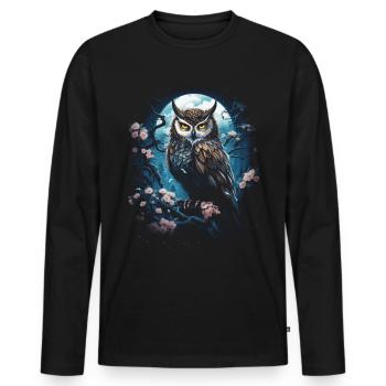 Eule Fantasie Japanisch Mythologie Magisch - Männer Premium Bio Langarmshirt - Schwarz - Vorne - Nico (187cm)