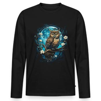 Eule Fantasie Japanisch Mythologie Magisch - Männer Premium Bio Langarmshirt - Schwarz - Vorne - Nico (187cm)