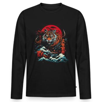 Moonlight Fantasy Japanese Asia Tiger Mythology - Men's Premium Organic Long Sleeve Shirt - black - Front - Nico (187cm)