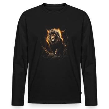 Löwe Afrika Safari Dschungel Stolz Majestätisch - Männer Premium Bio Langarmshirt - Schwarz - Vorne - Nico (187cm)
