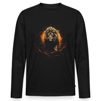 Lion, Africa, Safari, Jungle, Pride, Majestic - Men's Premium Organic Long Sleeve Shirt - black - Front - Nico (187cm)