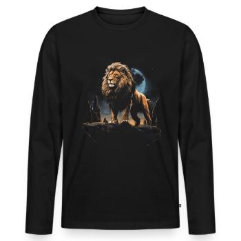 Löwe Afrika Safari Dschungel Stolz Majestätisch - Männer Premium Bio Langarmshirt - Schwarz - Vorne - Nico (187cm)