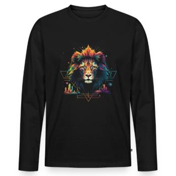Löwe Savanne Natur Gemälde Tierreich Wildnis - Männer Premium Bio Langarmshirt - Schwarz - Vorne - Nico (187cm)