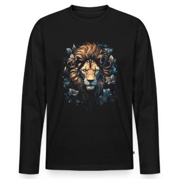 Lion, Animal, King, Africa - Men's Premium Organic Long Sleeve Shirt - black - Front - Nico (187cm)