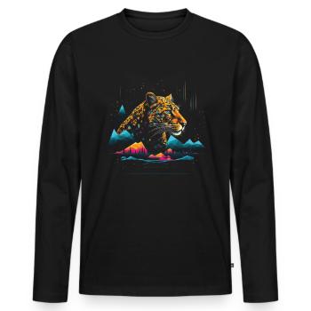 Leopard Animal - Men's Premium Organic Long Sleeve Shirt - black - Front - Nico (187cm)