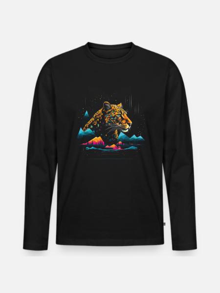Leopard Animal - Men's Premium Organic Long Sleeve Shirt - black