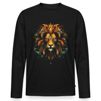 Lion, Animal, King, Africa - Men's Premium Organic Long Sleeve Shirt - black - Front - Nico (187cm)