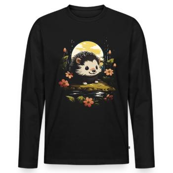 Kawaii Landschaft Tier Igel - Männer Premium Bio Langarmshirt - Schwarz - Vorne - Nico (187cm)