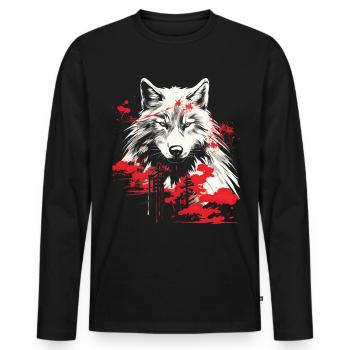 Japonais Nature Japon Mythologie Nature sauvage - T-shirt manches longues Premium bio Homme - noir - Devant - Nico (187cm)