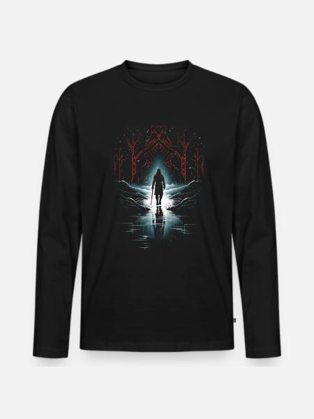 Viking Silhouette Scandinavia Viking - Men's Premium Organic Long Sleeve Shirt - black