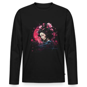 Geisha Manga Japan Samurai Art - Men's Premium Organic Long Sleeve Shirt - black - Front - Nico (187cm)