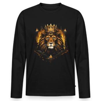 Lion, Roi, Faune, Fierté, Afrique - T-shirt manches longues Premium bio Homme - noir - Devant - Nico (187cm)