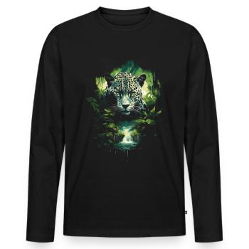 Majestueux Jungle faune sauvage oeuvre - T-shirt manches longues Premium bio Homme - noir - Devant - Nico (187cm)