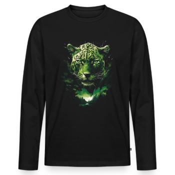 Majestueux Jungle faune sauvage oeuvre - T-shirt manches longues Premium bio Homme - noir - Devant - Nico (187cm)
