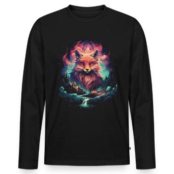 Fantay Fox Magic Fox - Men's Premium Organic Long Sleeve Shirt - black - Front - Nico (187cm)
