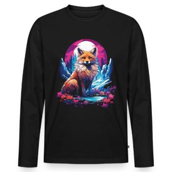 Fantay Fox Magic Fox - Men's Premium Organic Long Sleeve Shirt - black - Front - Nico (187cm)