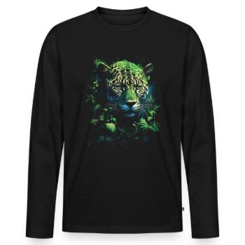 Majestueux Jungle faune sauvage oeuvre - T-shirt manches longues Premium bio Homme - noir - Devant - Nico (187cm)