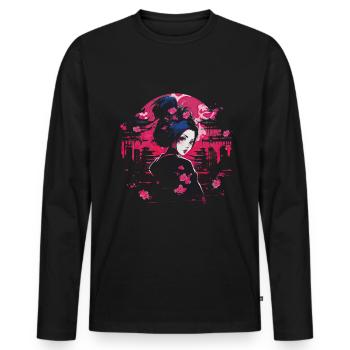 Geisha Manga Japan Samurai Art - Men's Premium Organic Long Sleeve Shirt - black - Front - Nico (187cm)