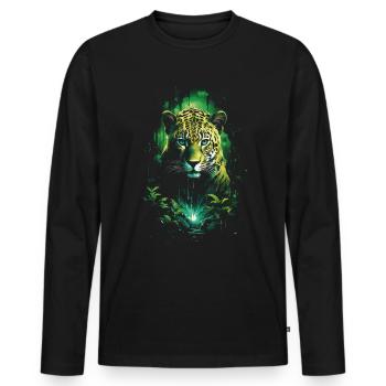 Majestueux Jungle faune sauvage oeuvre - T-shirt manches longues Premium bio Homme - noir - Devant - Nico (187cm)