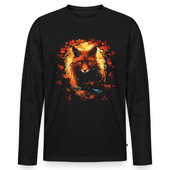 Fantay Fox Magic Fox - Men's Premium Organic Long Sleeve Shirt - black - Front - Nico (187cm)
