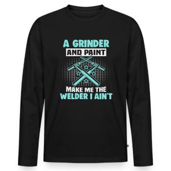 Welder Saying Design for Metalworkers - Men's Premium Organic Long Sleeve Shirt - black - Front - Nico (187cm)