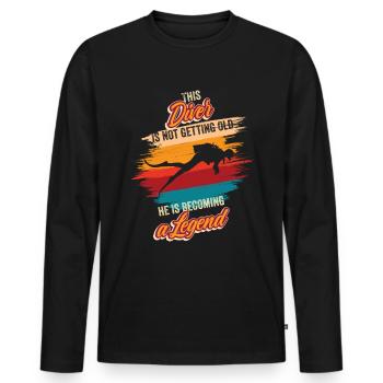 Anniversaire de plongeur instructeur de plongée plongée en apnée - T-shirt manches longues Premium bio Homme - noir - Devant - Nico (187cm)