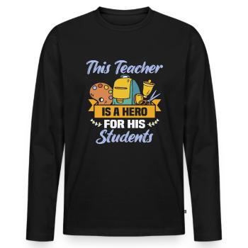 Bester Lehrer Rente Geschenkidee Schüler - Männer Premium Bio Langarmshirt - Schwarz - Vorne - Nico (187cm)