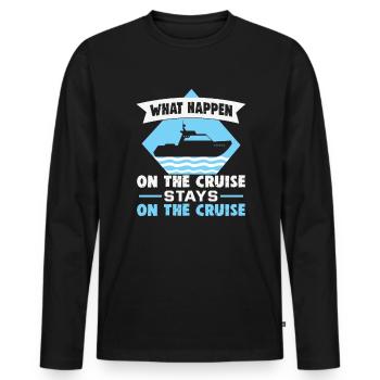 Navigation de plaisance avec le skipper d’un marin ou d’un bateau à moteur Ahoy - T-shirt manches longues Premium bio Homme - noir - Devant - Nico (187cm)