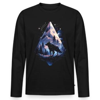 Majestätischer Wolf Wölfe - Männer Premium Bio Langarmshirt - Schwarz - Vorne - Nico (187cm)