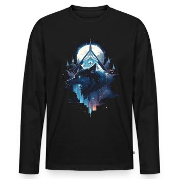 Majestätischer Wolf Wölfe - Männer Premium Bio Langarmshirt - Schwarz - Vorne - Nico (187cm)