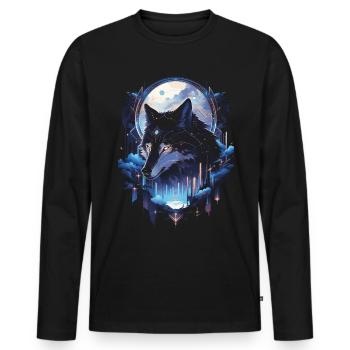 Majestätischer Wolf Wölfe - Männer Premium Bio Langarmshirt - Schwarz - Vorne - Nico (187cm)