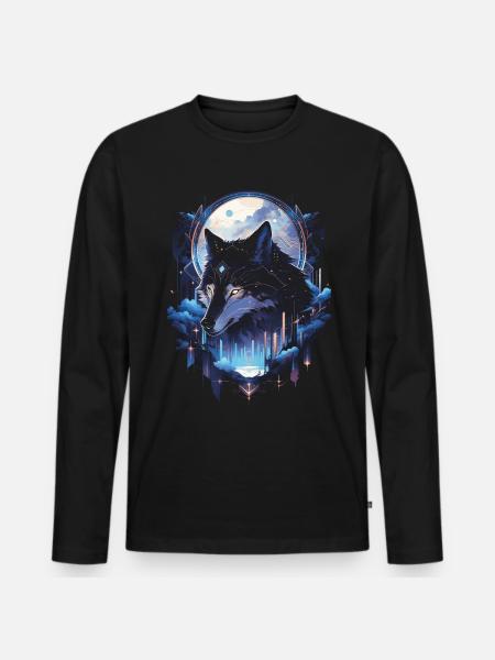 Majestic Wolf Wolves - Men's Premium Organic Long Sleeve Shirt - black